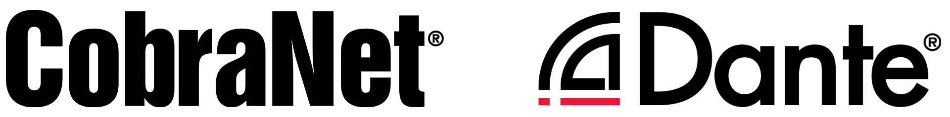 AtlasIED CobraNet Dante logo, representing advanced audio networking technology